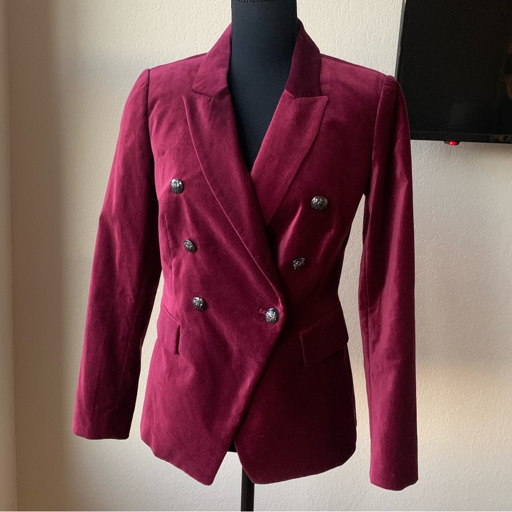 White House Black Market Velvet Burgundy Blazer